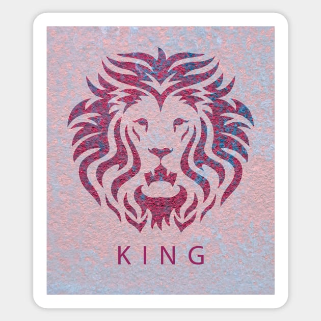 'KING' Lion Head - Fuchsia Sticker by sleepingdogprod